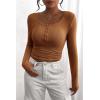 imagePRETTYGARDEN Womens 2026 Fall Long Sleeve Henley T Shirts Button Ribbed Knit Slim Fit Basic Tops Blouse Casual OutfitsKhaki