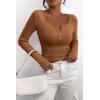 imagePRETTYGARDEN Womens 2026 Fall Long Sleeve Henley T Shirts Button Ribbed Knit Slim Fit Basic Tops Blouse Casual OutfitsKhaki