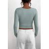 imagePRETTYGARDEN Womens 2026 Fall Long Sleeve Henley T Shirts Button Ribbed Knit Slim Fit Basic Tops Blouse Casual OutfitsLake Blue