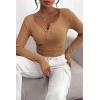 imagePRETTYGARDEN Womens 2026 Fall Long Sleeve Henley T Shirts Button Ribbed Knit Slim Fit Basic Tops Blouse Casual OutfitsLight Camel