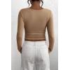 imagePRETTYGARDEN Womens 2026 Fall Long Sleeve Henley T Shirts Button Ribbed Knit Slim Fit Basic Tops Blouse Casual OutfitsLight Khaki