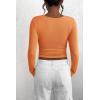 imagePRETTYGARDEN Womens 2026 Fall Long Sleeve Henley T Shirts Button Ribbed Knit Slim Fit Basic Tops Blouse Casual OutfitsOrange