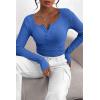 imagePRETTYGARDEN Womens 2026 Fall Long Sleeve Henley T Shirts Button Ribbed Knit Slim Fit Basic Tops Blouse Casual OutfitsRoyal Blue