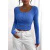 imagePRETTYGARDEN Womens 2026 Fall Long Sleeve Henley T Shirts Button Ribbed Knit Slim Fit Basic Tops Blouse Casual OutfitsRoyal Blue