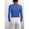 imagePRETTYGARDEN Womens 2026 Fall Long Sleeve Henley T Shirts Button Ribbed Knit Slim Fit Basic Tops Blouse Casual OutfitsRoyal Blue