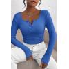 imagePRETTYGARDEN Womens 2026 Fall Long Sleeve Henley T Shirts Button Ribbed Knit Slim Fit Basic Tops Blouse Casual OutfitsRoyal Blue