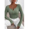 imagePRETTYGARDEN Womens 2026 Fall Long Sleeve Henley T Shirts Button Ribbed Knit Slim Fit Basic Tops Blouse Casual OutfitsSage Green
