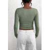 imagePRETTYGARDEN Womens 2026 Fall Long Sleeve Henley T Shirts Button Ribbed Knit Slim Fit Basic Tops Blouse Casual OutfitsSage Green