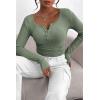 imagePRETTYGARDEN Womens 2026 Fall Long Sleeve Henley T Shirts Button Ribbed Knit Slim Fit Basic Tops Blouse Casual OutfitsSage Green