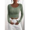 imagePRETTYGARDEN Womens 2026 Fall Long Sleeve Henley T Shirts Button Ribbed Knit Slim Fit Basic Tops Blouse Casual OutfitsSage Green
