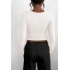imagePRETTYGARDEN Womens 2026 Fall Long Sleeve Henley T Shirts Button Ribbed Knit Slim Fit Basic Tops Blouse Casual OutfitsWhite