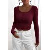 imagePRETTYGARDEN Womens 2026 Fall Long Sleeve Henley T Shirts Button Ribbed Knit Slim Fit Basic Tops Blouse Casual OutfitsWine Red