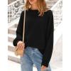 imagePRETTYGARDEN Womens 2026 Fall Sweaters Casual Crew Neck Long Sleeve Pullover Tops Ribbed Knit Loose Fit Winter ClothesBlack