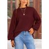 imagePRETTYGARDEN Womens 2026 Fall Sweaters Casual Crew Neck Long Sleeve Pullover Tops Ribbed Knit Loose Fit Winter ClothesWine Red