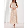 imagePRETTYGARDEN Womens 2026 Summer Boho Maxi Dresses Floral Short Sleeve Square Neck Smocked Flowy Long Dress Vacation OutfitsBeige