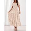 imagePRETTYGARDEN Womens 2026 Summer Boho Maxi Dresses Floral Short Sleeve Square Neck Smocked Flowy Long Dress Vacation OutfitsBeige