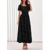 imagePRETTYGARDEN Womens 2026 Summer Boho Maxi Dresses Floral Short Sleeve Square Neck Smocked Flowy Long Dress Vacation OutfitsBlack