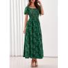 imagePRETTYGARDEN Womens 2026 Summer Boho Maxi Dresses Floral Short Sleeve Square Neck Smocked Flowy Long Dress Vacation OutfitsDark Green