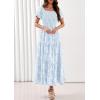 imagePRETTYGARDEN Womens 2026 Summer Boho Maxi Dresses Floral Short Sleeve Square Neck Smocked Flowy Long Dress Vacation OutfitsLight Blue