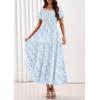 imagePRETTYGARDEN Womens 2026 Summer Boho Maxi Dresses Floral Short Sleeve Square Neck Smocked Flowy Long Dress Vacation OutfitsLight Blue