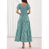 imagePRETTYGARDEN Womens 2026 Summer Boho Maxi Dresses Floral Short Sleeve Square Neck Smocked Flowy Long Dress Vacation OutfitsSage Green