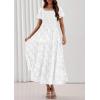 imagePRETTYGARDEN Womens 2026 Summer Boho Maxi Dresses Floral Short Sleeve Square Neck Smocked Flowy Long Dress Vacation OutfitsWhite