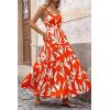 imagePRETTYGARDEN Womens 2026 Summer Floral Maxi Dress Sleeveless Smocked Ruffle Long Flowy Beach Vacation Boho SundressesFloral Orange Beige