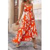 imagePRETTYGARDEN Womens 2026 Summer Floral Maxi Dress Sleeveless Smocked Ruffle Long Flowy Beach Vacation Boho SundressesFloral Orange Beige