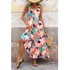 imagePRETTYGARDEN Womens 2026 Summer Floral Maxi Dress Sleeveless Smocked Ruffle Long Flowy Beach Vacation Boho SundressesFloral Orange Pink