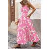 imagePRETTYGARDEN Womens 2026 Summer Floral Maxi Dress Sleeveless Smocked Ruffle Long Flowy Beach Vacation Boho SundressesFloral Pink Beige