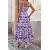imagePRETTYGARDEN Womens 2026 Summer Floral Maxi Dress Sleeveless Smocked Ruffle Long Flowy Beach Vacation Boho SundressesFloral Purple White