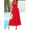 imagePRETTYGARDEN Womens 2026 Summer Floral Maxi Dress Sleeveless Smocked Ruffle Long Flowy Beach Vacation Boho SundressesRed Floral