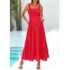 imagePRETTYGARDEN Womens 2026 Summer Floral Maxi Dress Sleeveless Smocked Ruffle Long Flowy Beach Vacation Boho SundressesRed Floral