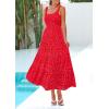 imagePRETTYGARDEN Womens 2026 Summer Floral Maxi Dress Sleeveless Smocked Ruffle Long Flowy Beach Vacation Boho SundressesRed Floral