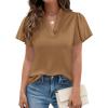 imagePRETTYGARDEN Womens 2026 Summer Satin Blouses Dressy Casual Ruffle Cap Sleeve V Neck Business Work Cute Tops Spring OutfitsChampagne