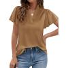 imagePRETTYGARDEN Womens 2026 Summer Satin Blouses Dressy Casual Ruffle Cap Sleeve V Neck Business Work Cute Tops Spring OutfitsChampagne