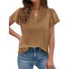 imagePRETTYGARDEN Womens 2026 Summer Satin Blouses Dressy Casual Ruffle Cap Sleeve V Neck Business Work Cute Tops Spring OutfitsChampagne
