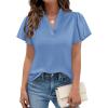 imagePRETTYGARDEN Womens 2026 Summer Satin Blouses Dressy Casual Ruffle Cap Sleeve V Neck Business Work Cute Tops Spring OutfitsLight Blue