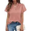 imagePRETTYGARDEN Womens 2026 Summer Satin Blouses Dressy Casual Ruffle Cap Sleeve V Neck Business Work Cute Tops Spring OutfitsPink