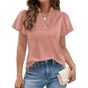 imagePRETTYGARDEN Womens 2026 Summer Satin Blouses Dressy Casual Ruffle Cap Sleeve V Neck Business Work Cute Tops Spring OutfitsPink