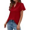 imagePRETTYGARDEN Womens 2026 Summer Satin Blouses Dressy Casual Ruffle Cap Sleeve V Neck Business Work Cute Tops Spring OutfitsRed