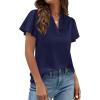 imagePRETTYGARDEN Womens 2026 Summer Satin Blouses Dressy Casual Ruffle Cap Sleeve V Neck Business Work Cute Tops Spring OutfitsRoyal Blue