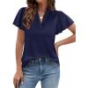 imagePRETTYGARDEN Womens 2026 Summer Satin Blouses Dressy Casual Ruffle Cap Sleeve V Neck Business Work Cute Tops Spring OutfitsRoyal Blue