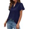 imagePRETTYGARDEN Womens 2026 Summer Satin Blouses Dressy Casual Ruffle Cap Sleeve V Neck Business Work Cute Tops Spring OutfitsRoyal Blue