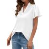 imagePRETTYGARDEN Womens 2026 Summer Satin Blouses Dressy Casual Ruffle Cap Sleeve V Neck Business Work Cute Tops Spring OutfitsWhite