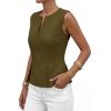 imagePRETTYGARDEN Womens 2026 Summer Vest Tops Business Casual Going Out Outfits Sleeveless Zip Up Dressy Tank Top Suit WaistcoatArmy Green