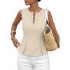 imagePRETTYGARDEN Womens 2026 Summer Vest Tops Business Casual Going Out Outfits Sleeveless Zip Up Dressy Tank Top Suit WaistcoatBeige