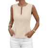 imagePRETTYGARDEN Womens 2026 Summer Vest Tops Business Casual Going Out Outfits Sleeveless Zip Up Dressy Tank Top Suit WaistcoatBeige