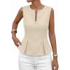 imagePRETTYGARDEN Womens 2026 Summer Vest Tops Business Casual Going Out Outfits Sleeveless Zip Up Dressy Tank Top Suit WaistcoatBeige
