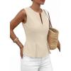 imagePRETTYGARDEN Womens 2026 Summer Vest Tops Business Casual Going Out Outfits Sleeveless Zip Up Dressy Tank Top Suit WaistcoatBeige